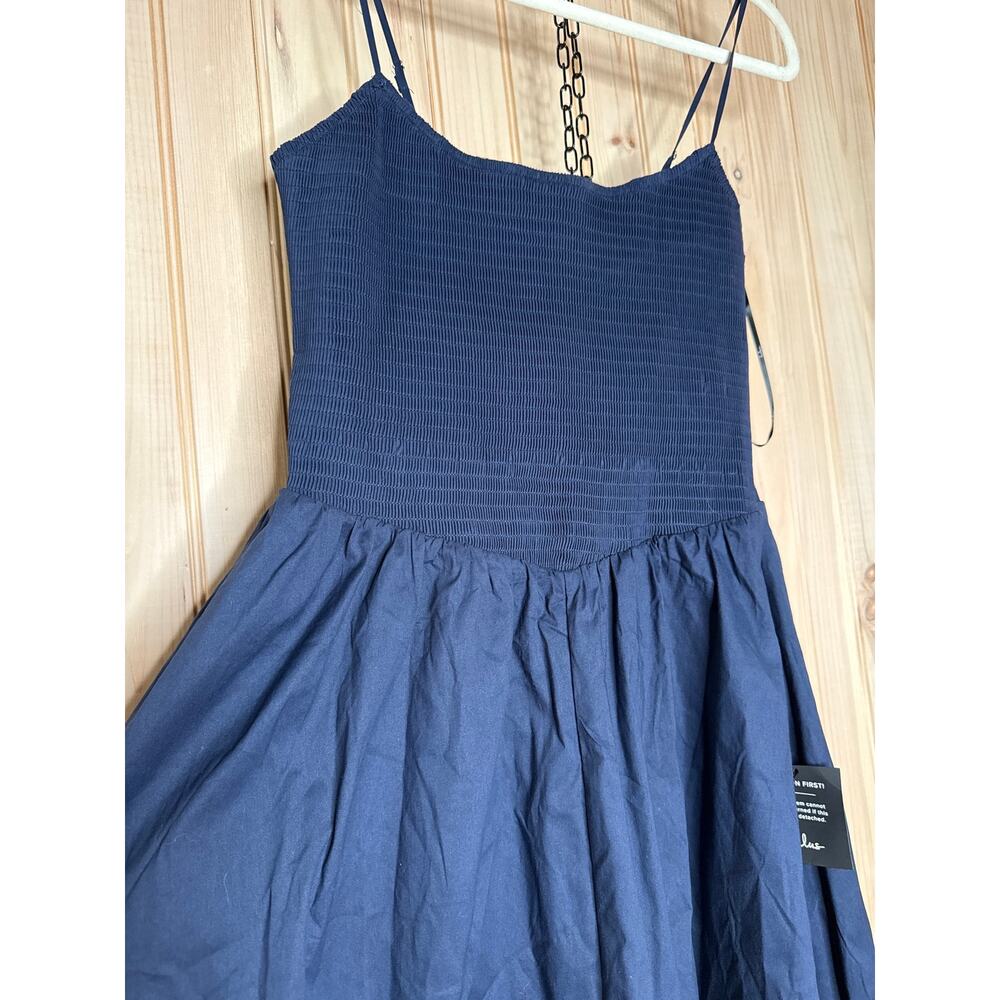 NWT Lulus Tandria Navy Smocked Sleeveless Midi Dress Holiday Gala Wedding Sz XL - Picture 4 of 7